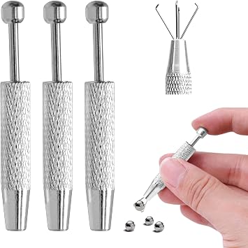 3 Pcs Piercing Tools, Flat Back Earring Applicator Tool, Piercing Tools Removal Insertion Tool to Change Jewellery for Jewelry Making, Small Parts Pickup, and Ball Screw Silver