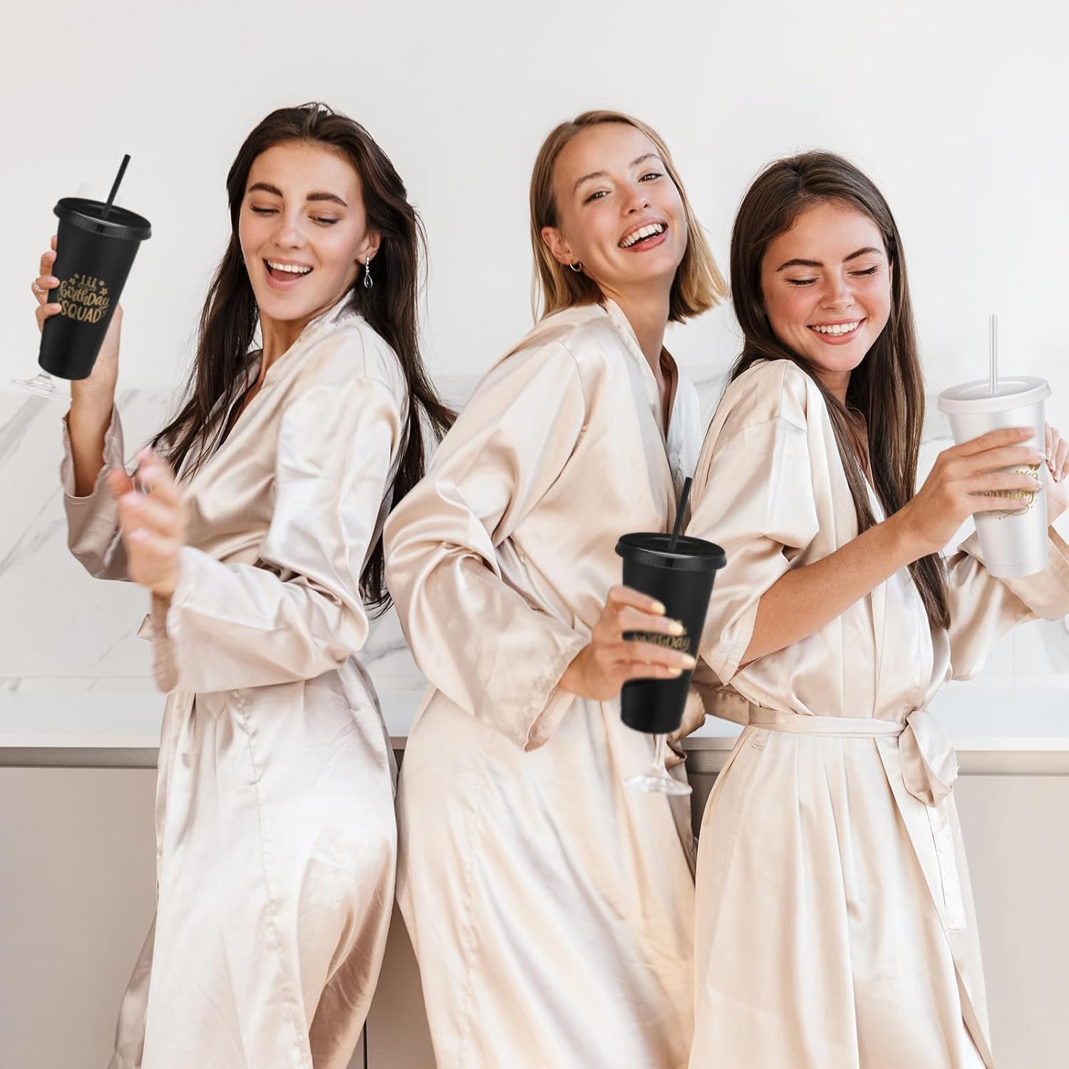 Birthday Party Tumblers 24 oz Squad Plastic Tumblers with Lid and Straw for 20th 30th 40th 50th 60th Birthday Decorations Favor for Women Adults(White, Black,12 Pcs) - Image 7