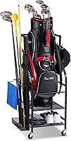 Vista 8 de Organizador de almacenamiento de bolsas de golf, soporte para bolsas de golf, palos de golf y accesorios para equipos de golf, estante