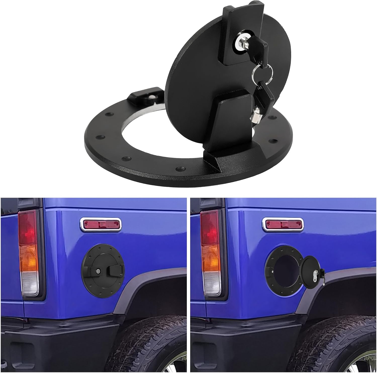 KUAFU Locking Fuel Door Compatible with 2003-2009 Hummer H2 SUV SUT Replacement for 15903412 Gas Tank Cap Cover Aluminum