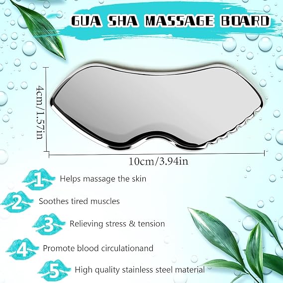 xinrongda Gua Sha Facial Tools, Stainless Steel Gua Sha Stone, Face Guasha Tool for Jawline Sculpting and Reducing Puffiness, Smooth Durable Metal Massage Tool for Face & Eyes & Body