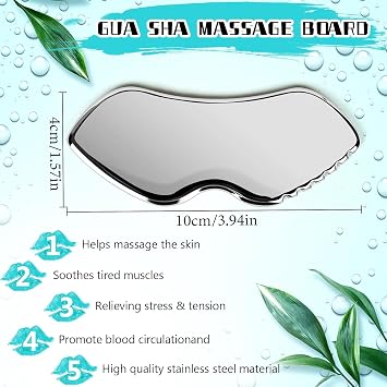 xinrongda Gua Sha Facial Tools, Stainless Steel Gua Sha Stone, Face Guasha Tool for Jawline Sculpting and Reducing Puffiness, Smooth Durable Metal Massage Tool for Face & Eyes & Body