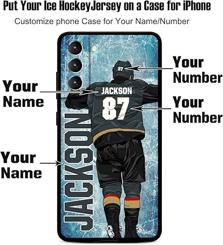Miniatura 2 de VNGDA Funda personalizada de hockey sobre hielo con nombre y número para Samsung Galaxy S22 S23 S21+ S20 Ultre S21 FE S10 S8 S9 Plus, silicona