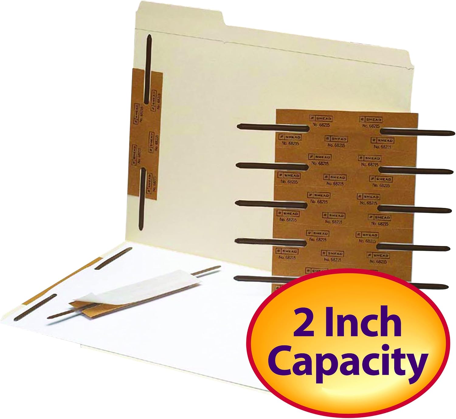 Smead 100 Count 2 Prong Metal Fasteners, 2" Capicity, Brown