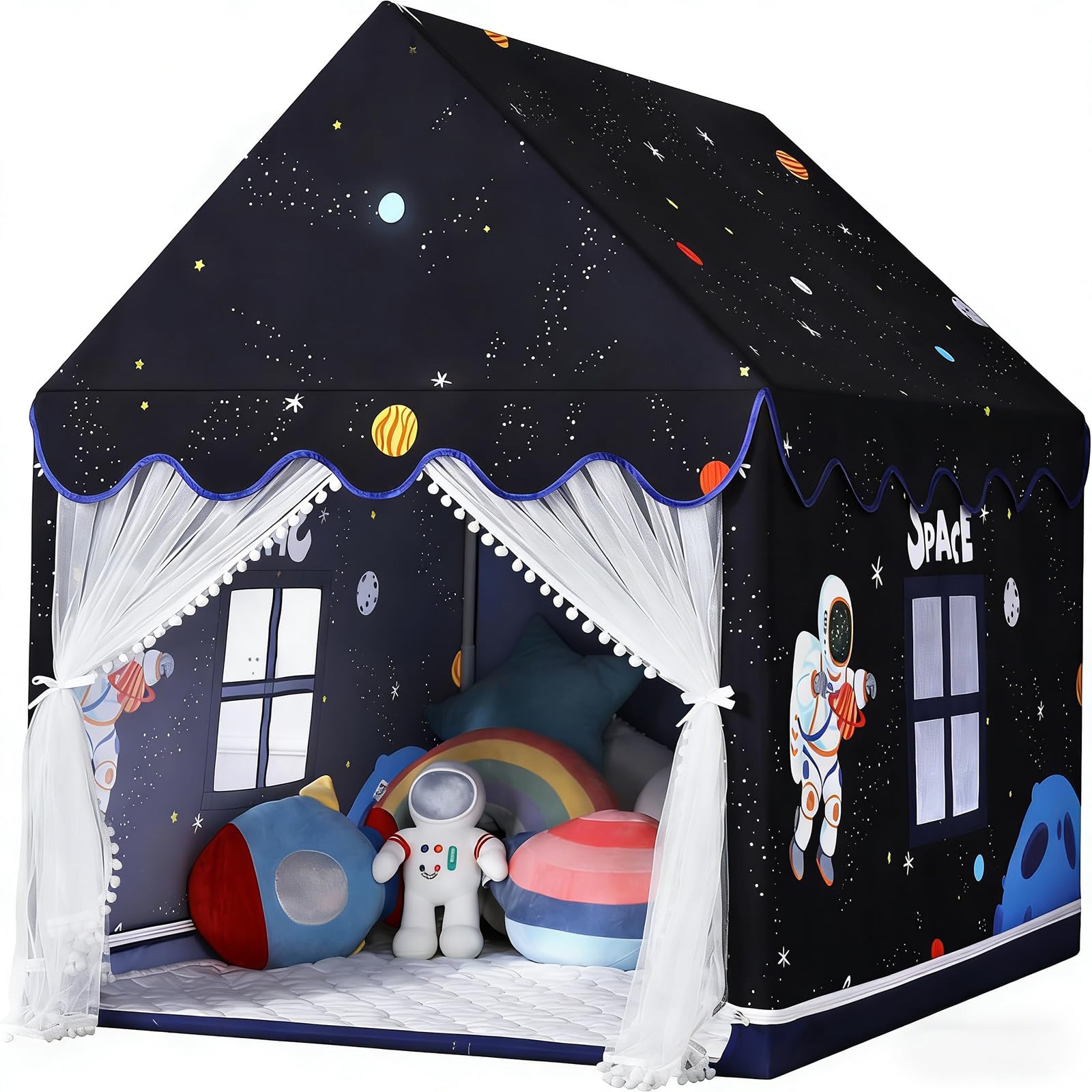 Wilwolfer Tente de Jeu Enfant extérieur : Cabane pour Enfants - Tente de Jeu pour Enfants avec Tapis - Maison de Jardin Enfant pour l'intérieur et l'extérieur