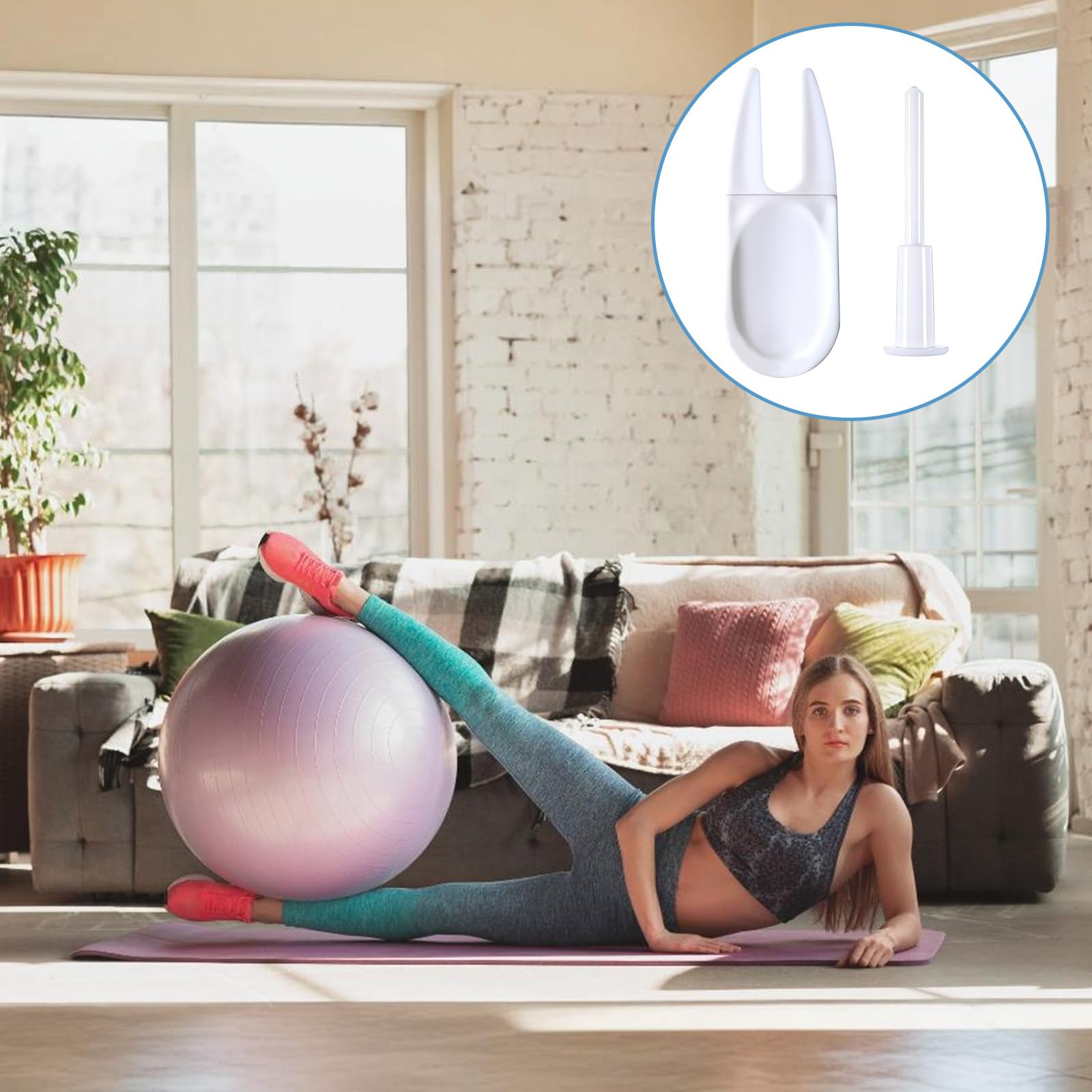 TIESOME Kit de rechange pour ballon de yoga, balle de yoga, balle de yoga, balle de Pilates, petit ballon de gymnastique, 1 dispositif de retrait et 5 bouchons d'air, blanc