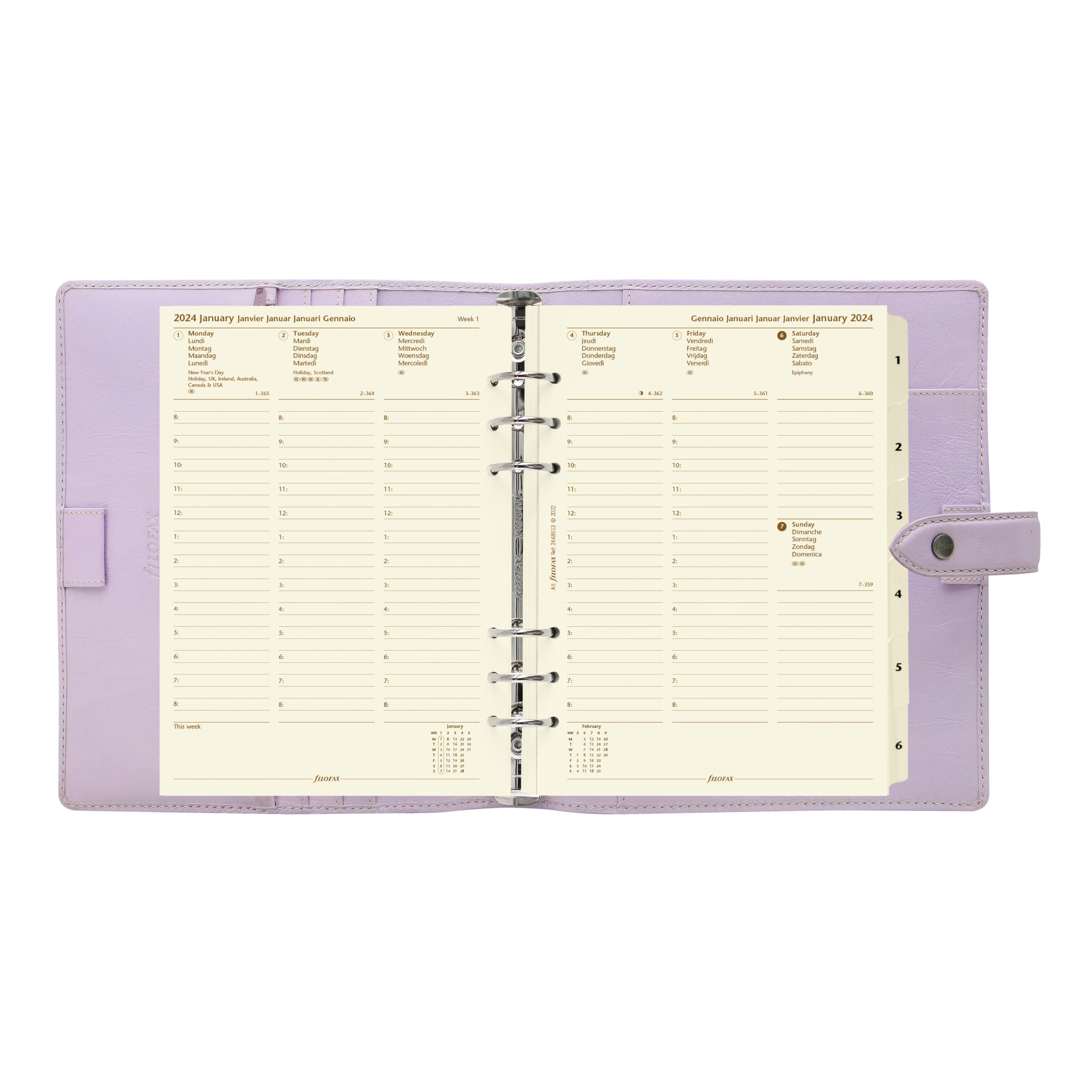 Filofax Malden Organizer, A5 Size, Orchid - Tactile, Full Grain Buffalo - View #10