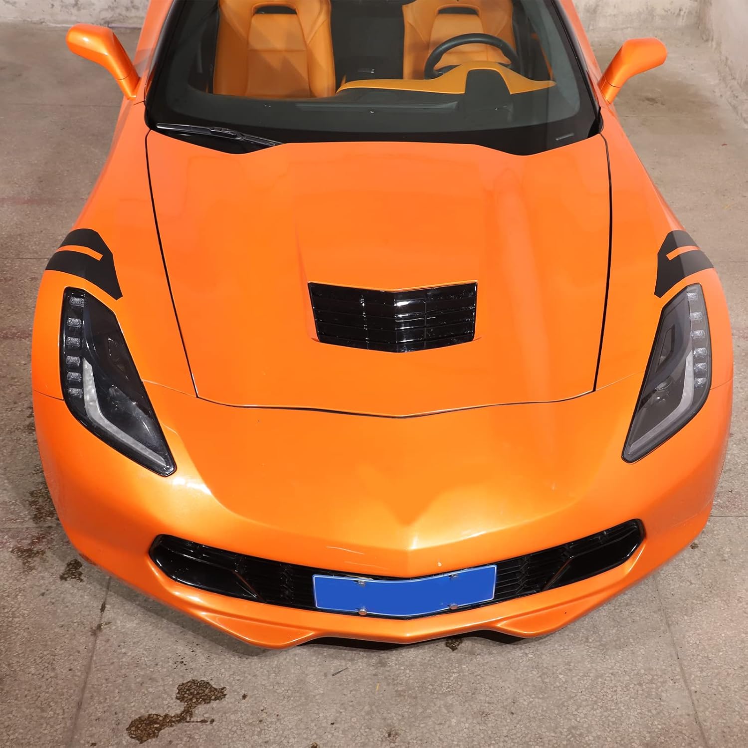 Front Headlight Decals Sticker Trim PVC 2PCS Compatible with Corvette C7 Stingray 2014-2019 Body Side Fender Sticker Trim Car Body Styling Decorative Sticker (Black)
