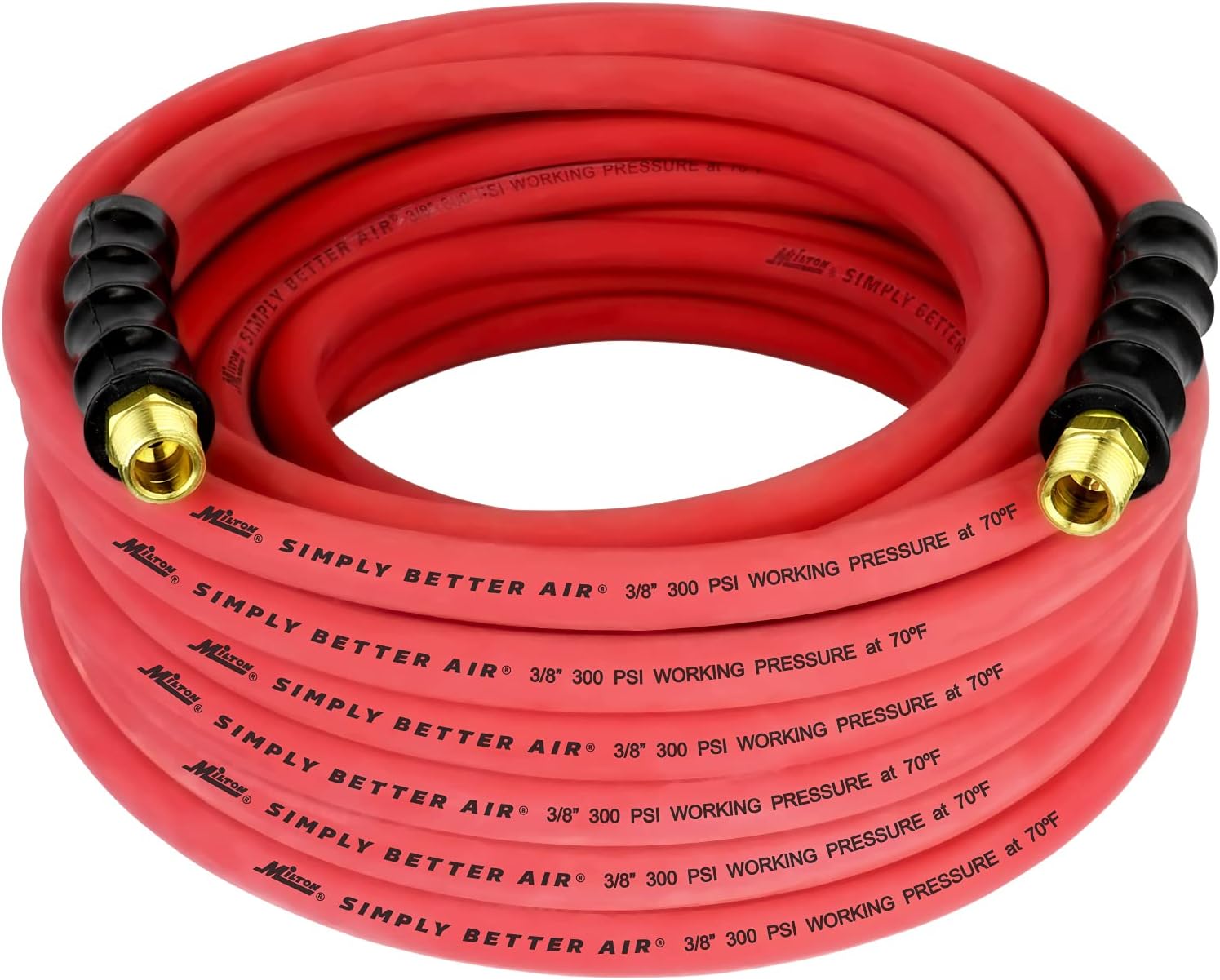 Milton ULR385038: 3/8" X 50' Ultra Lightweight Rubber Hose (W/ 3/8" Npt Ends)