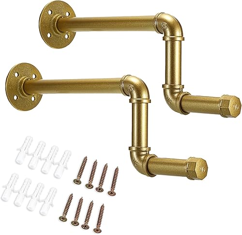 Miniatura 1 de Sumnacon 2 barras de ropa industriales de 15 pulgadas, perchas rústicas de hierro con tornillos, soportes de metal resistentes para armarios de