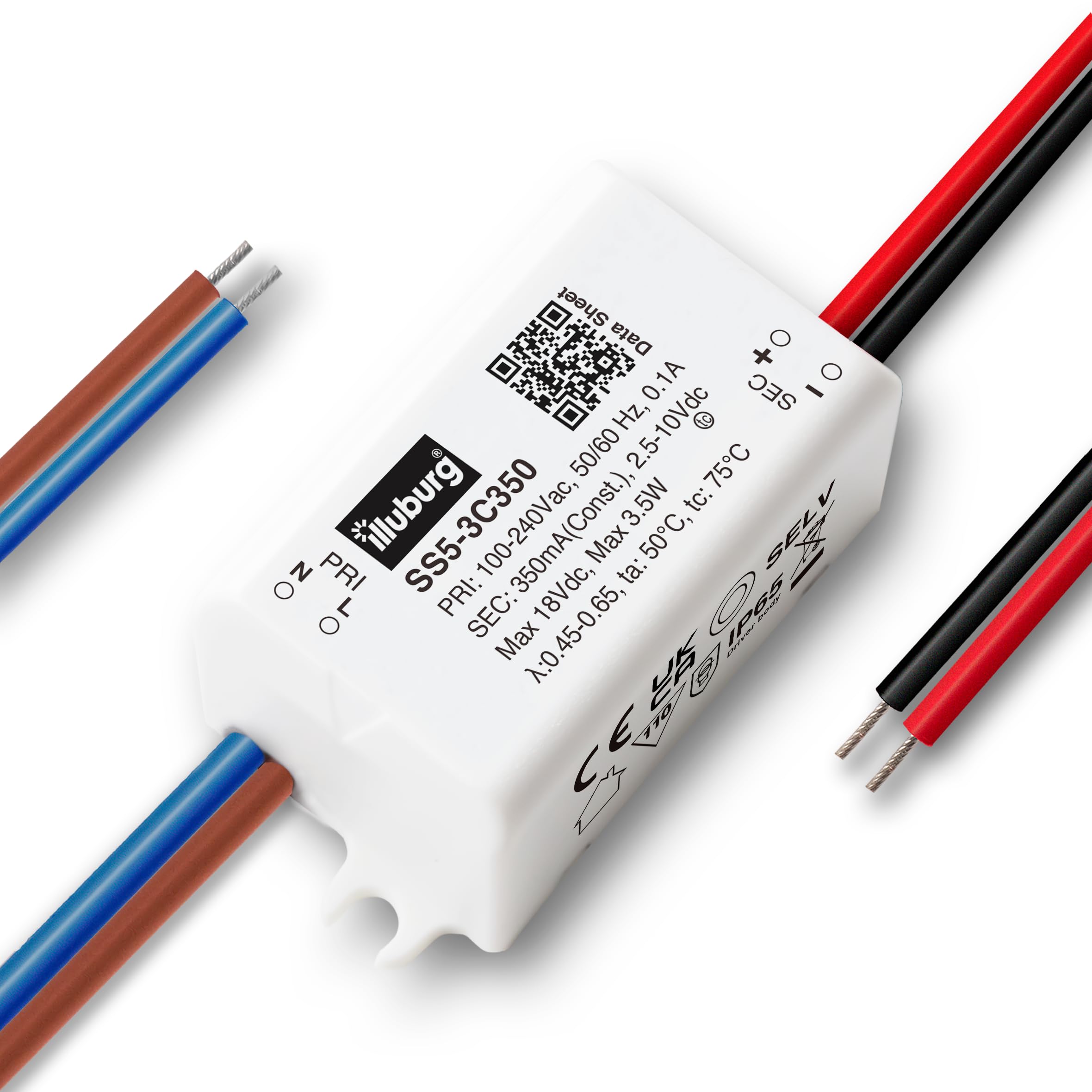 LED Trafo Wasserdicht IP65 350mA Konstantstrom 1W - 3W Flackerfrei Kompakt 47x23x21mm LED Netzteil Treiber Transformator Driver