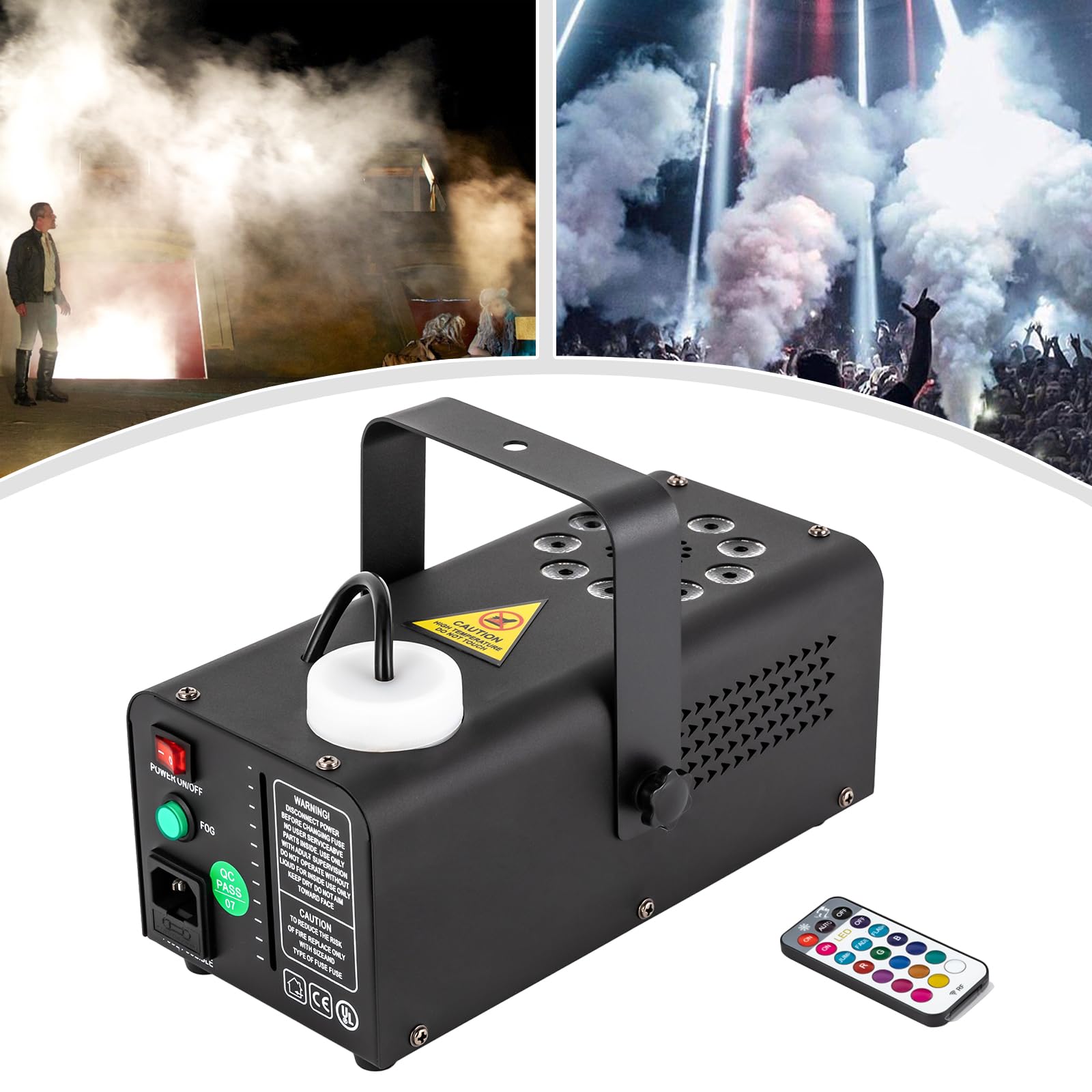 Macchina del Fumo 500 W, 9 LED per Palcoscenico Verticale, Effetto DJ Party, 3 Modalità di Cambio Colore per Palchi, Sale da Ballo, Bar, KTV, Feste di Compleanno