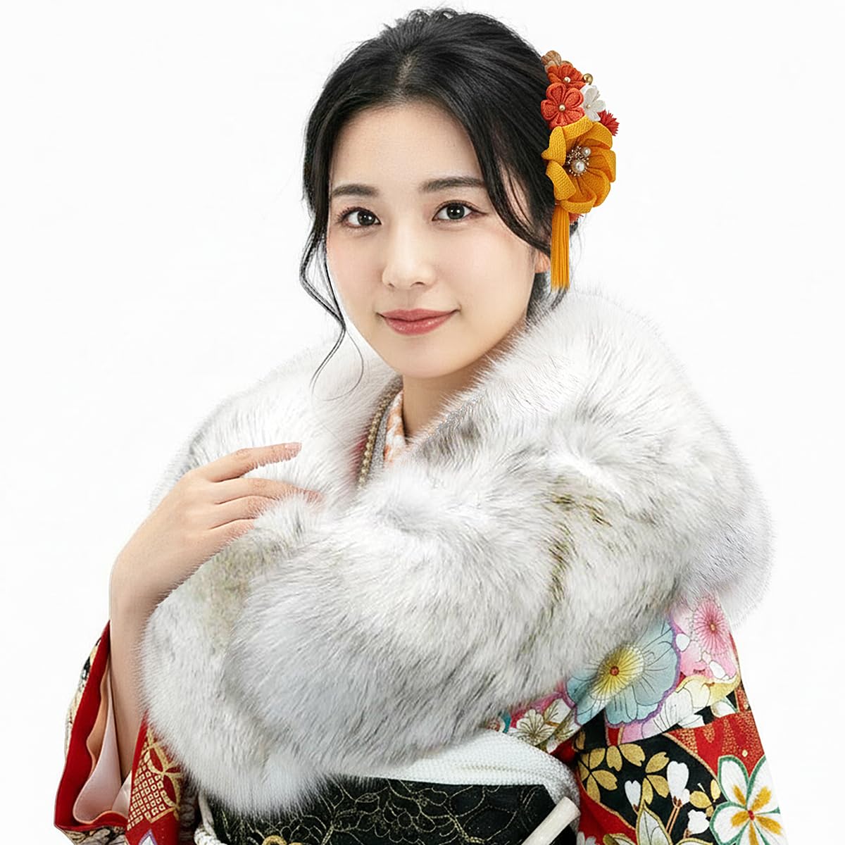 Amazon.co.jp: [京都うさぎ堂] ＜毛皮＞ブルーフォックスショール 振袖