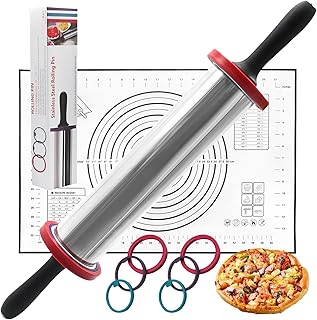 Rolling Pins,Rolling Pin and Silicone Baking Pastry Mat Set,Rolling Pins...