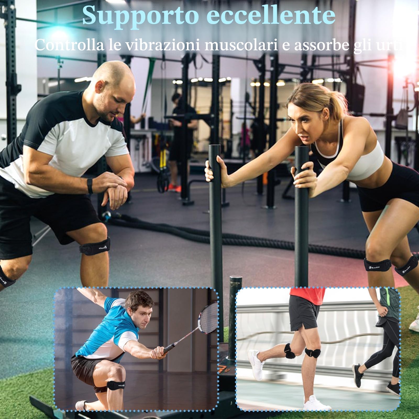2 Pezzi Tutore Ginocchio Rotulea, Cinturino al Ginocchio Regolabile, Fascia Ginocchio per Menisco, Cinturino Sottorotuleo Supporto, per Palestra, Escursionismo, Basket, Baseball, Pallavolo, Nero