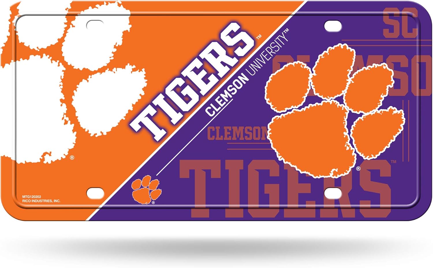 Rico Industries NCAA Clemson Tigers Metal License Plate Tag 6 x 11.5-"