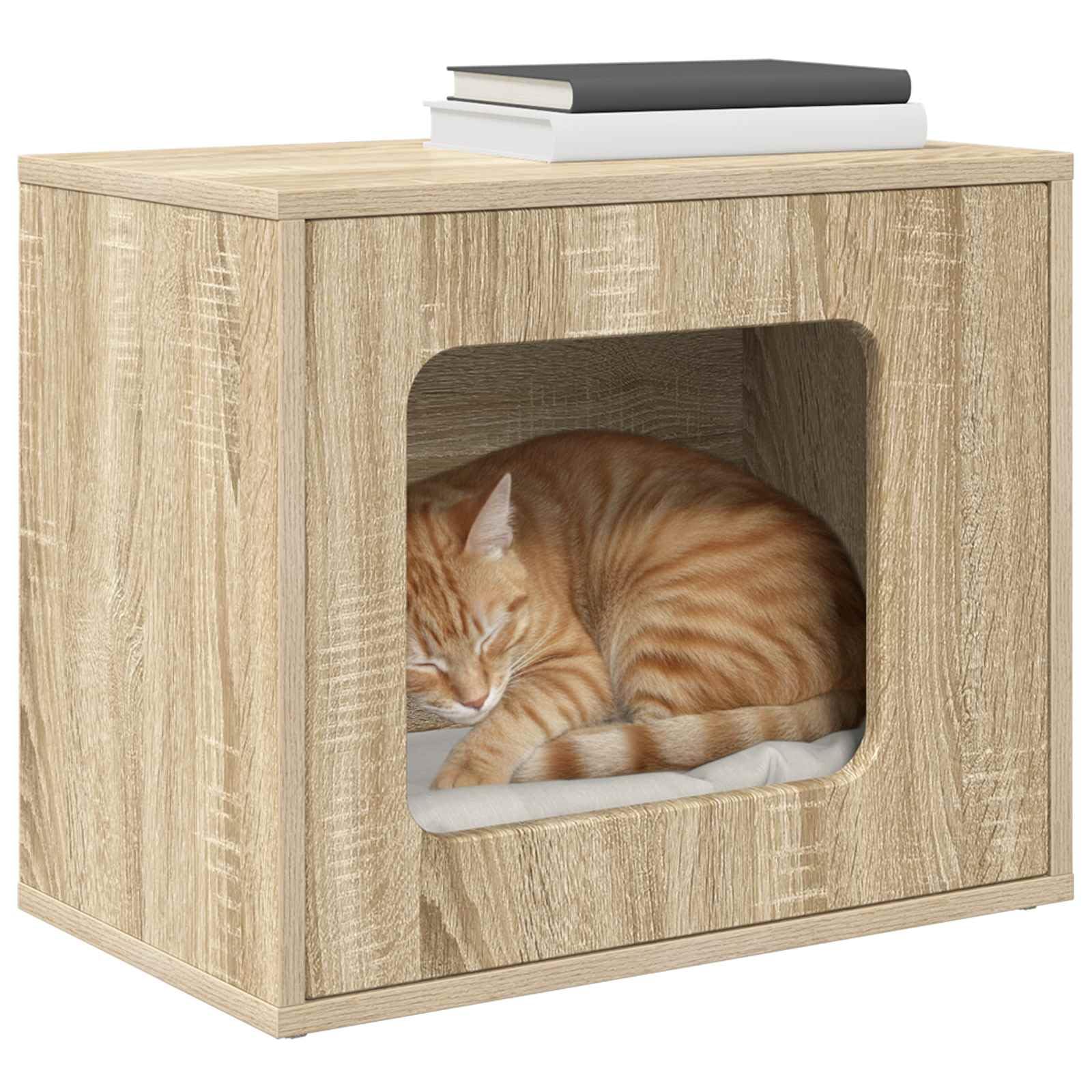Katzenhaus Sonoma 51 x 30 x 42,5 cm Holzwerkstoff kratzbaum kletterbaum katzenbaum kratzmöbel kratztonne kratzbrett sisal höhle liegefläche plattform hängematte Spielzeug Pfote