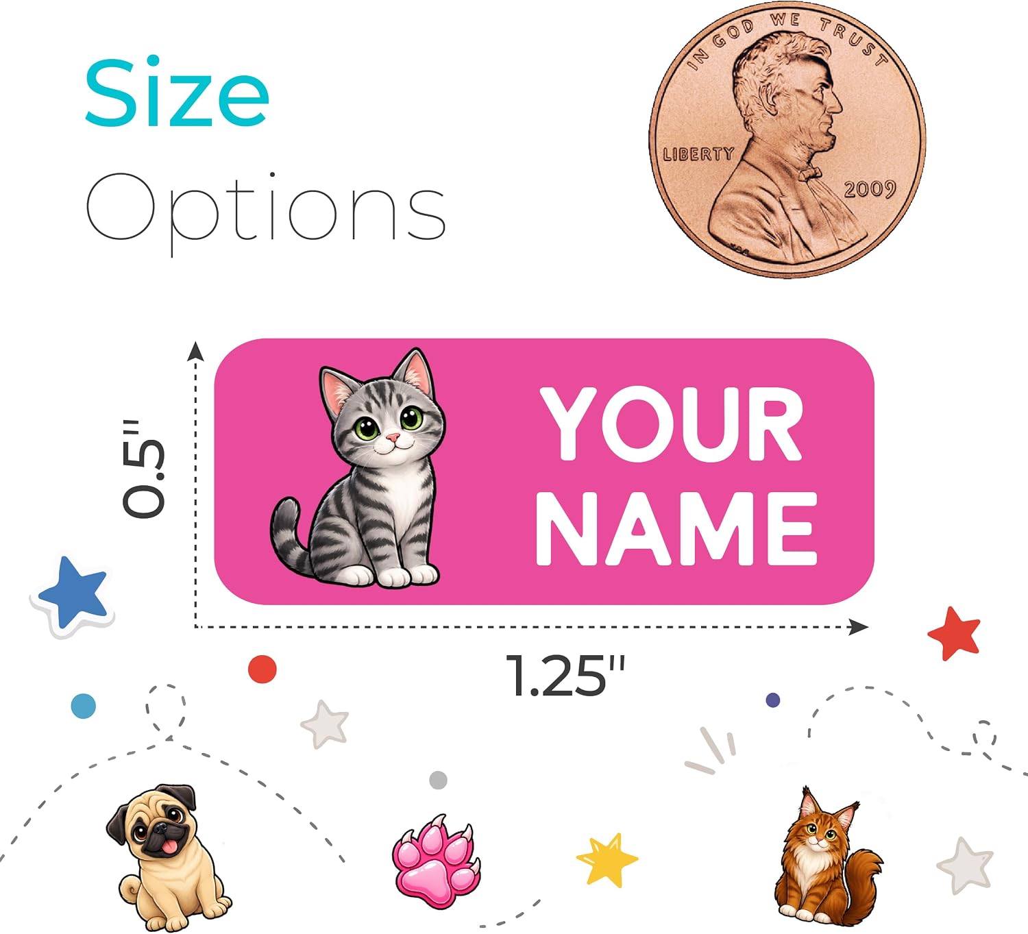 Personalized Name Labels for School Supplies, Set of Name Stickers (Pets) image 2