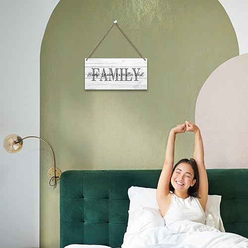 Miniatura 3 de Letrero colgante de madera para decoración de pared familiar, letrero familiar para decoración del hogar, placa familiar con texto en inglés "Family