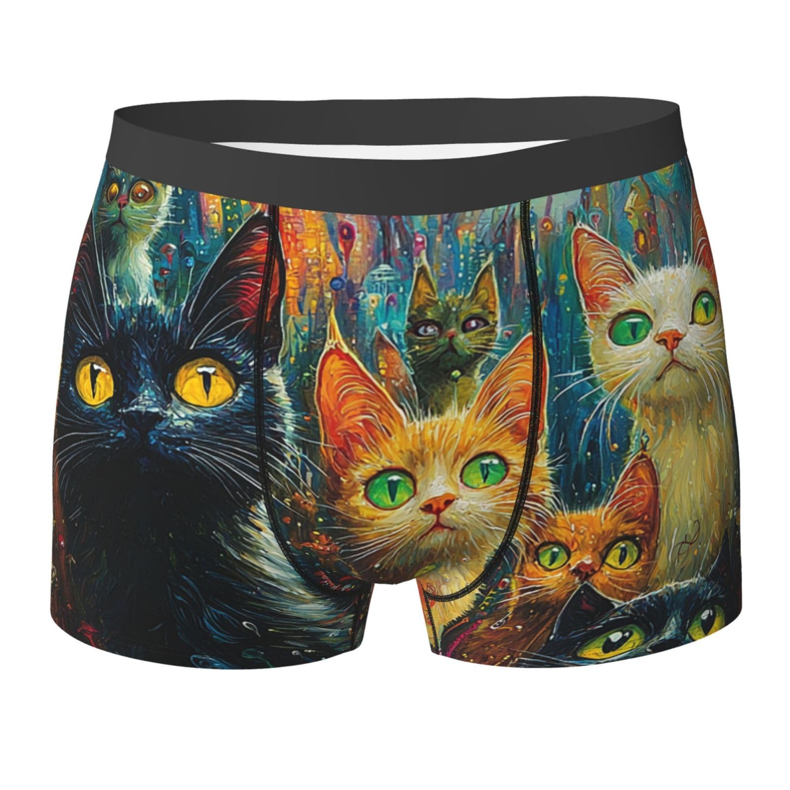 peiyeety Mens Boxer Briefs Underwear Moisture Wicking Trunk, Satanic Cats Painting Black