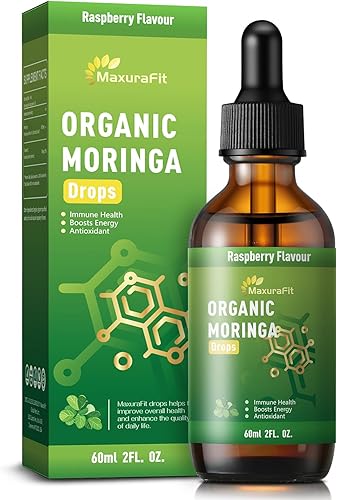 Gotas líquidas de hoja de moringa pura, extracto de Moringa Oleifera gotas líquidas con vitamina C para apoyo inmunológico, antioxidante, salud