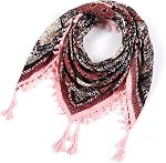 Scarf for Women - 45" Large Square Bohemian Floral Shawl Wraps Blanket Lightweight Scarves Ladies Tassel Head Scarf