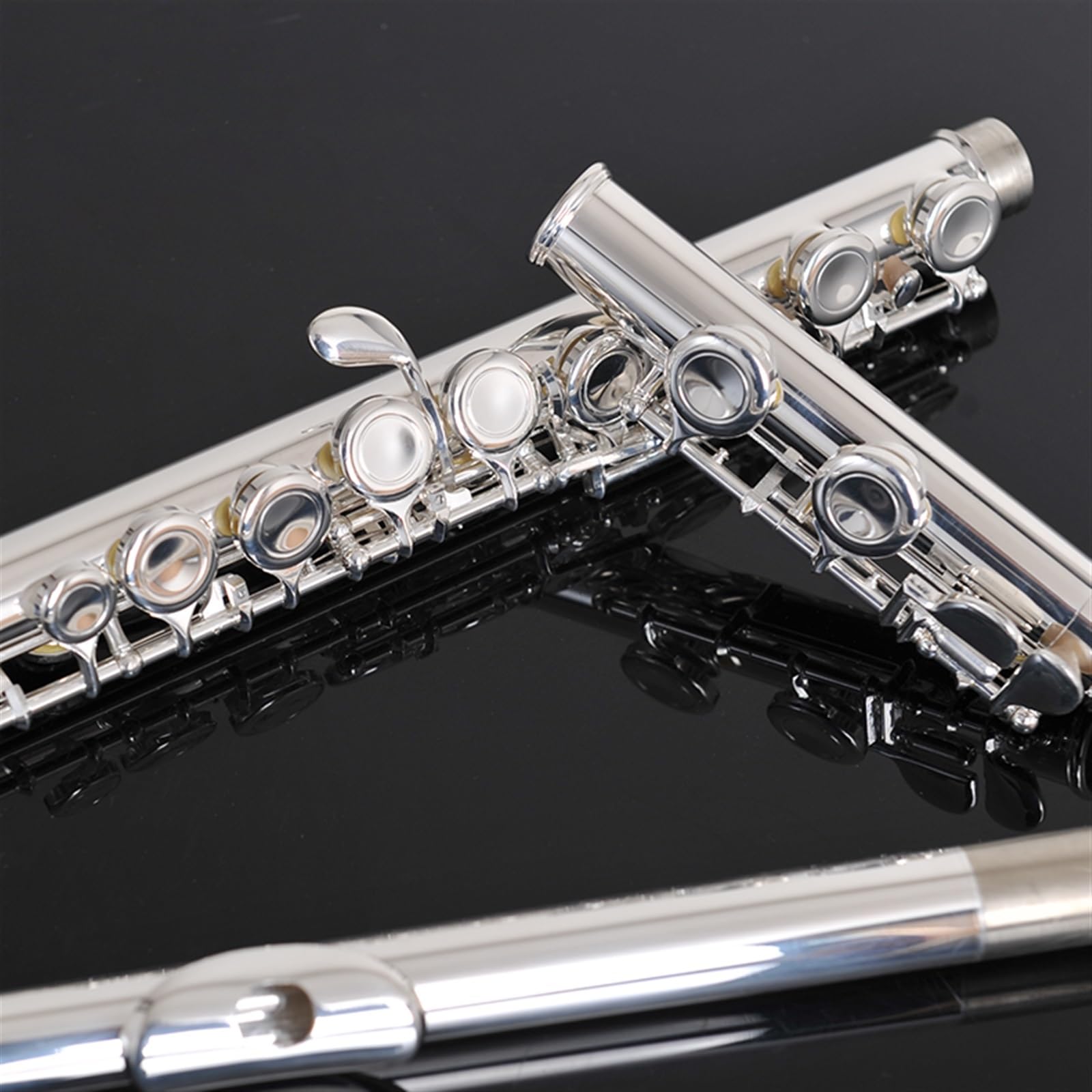 Classic Flûte Traversière Flûte Instrument 16 Trous Trou Fermé Maillechort Flûte Instrument Clé C Examen Débutant Majeur(Silver)