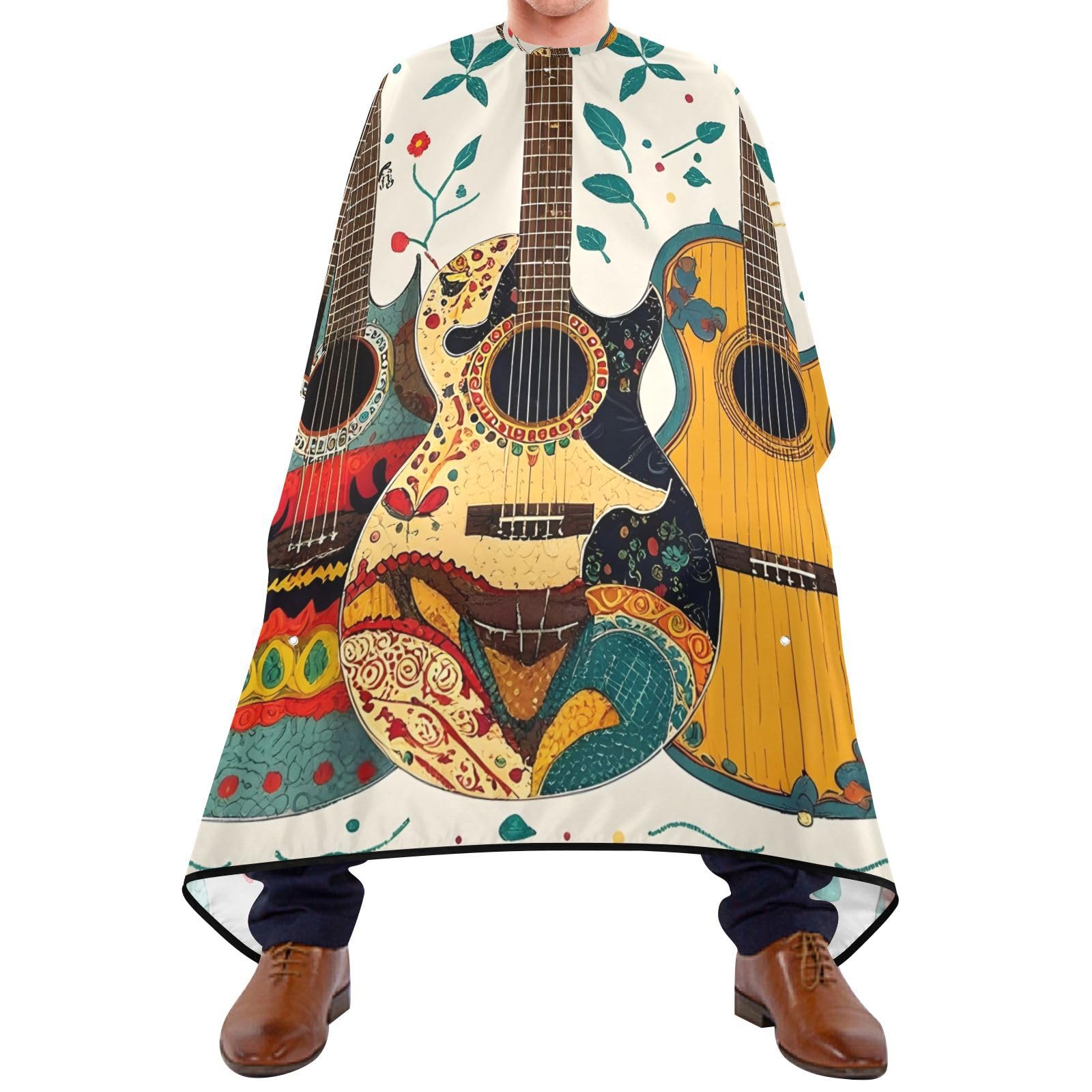 Hezely Vintage Guitar Hair Dye Cape, Barber Cape for Adults,Waterproof Salon Cape,Waterproof Hairdressing Styling Hair Cutting, 65