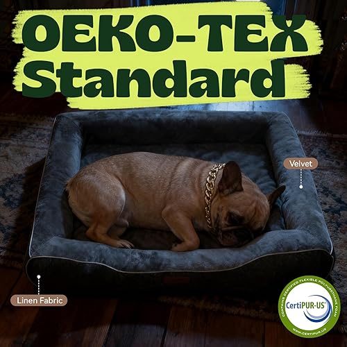 Miniatura 6 de Camas de espuma viscoelástica para perros de tamaño mediano con cojines extraíbles y funda lavable, camas ortopédicas para mascotas con espuma de