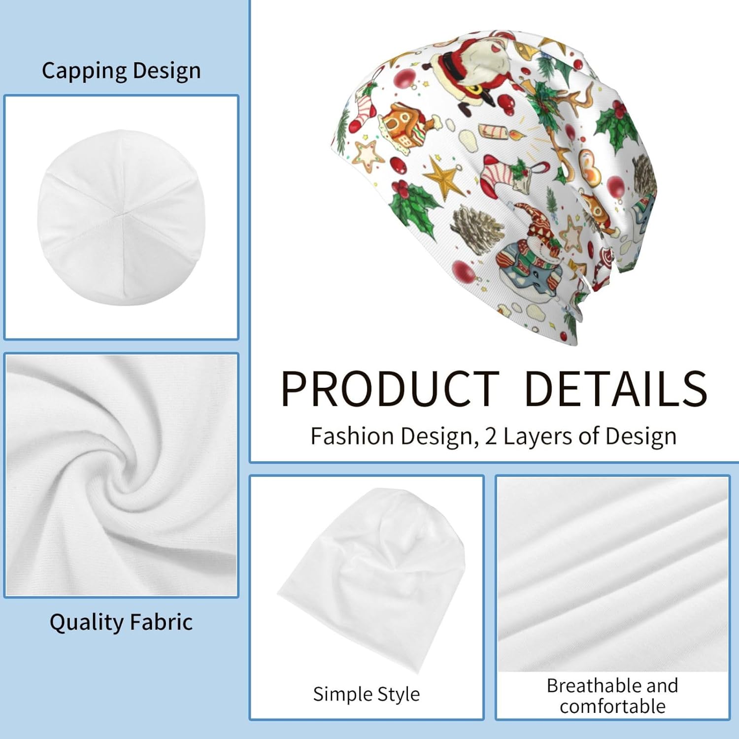 Beanie Hat Skull Cap Chemo Hat Slouchy Cap Headwear Stretch Knitted Hats - Image 4