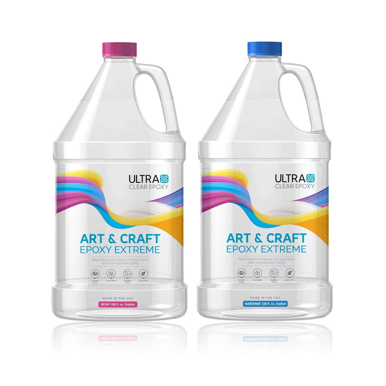 Ultra Clear Art and Craft Epoxy Resin and Hardener | Scratch Resistant, Low Odor Epoxy | Ideal for Art & Craft - (2 Gallons Combined/128oz Each)