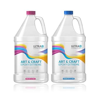 UltraClear Crystal Clear Epoxy Resin Kit for Art and Craft | Food Safe Resin and Hardener for Jewelry, Molds, Coasters, Tumblers, Geode Art | USA Made, Zero VOC 2 Gallons Combined/128oz Each
