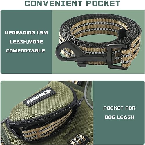 Miniatura 6 de Arnés sin tirones para perros grandes, ajustable sin estrangulamiento, chaleco para mascotas con correa para perro, arnés reflectante inteligente