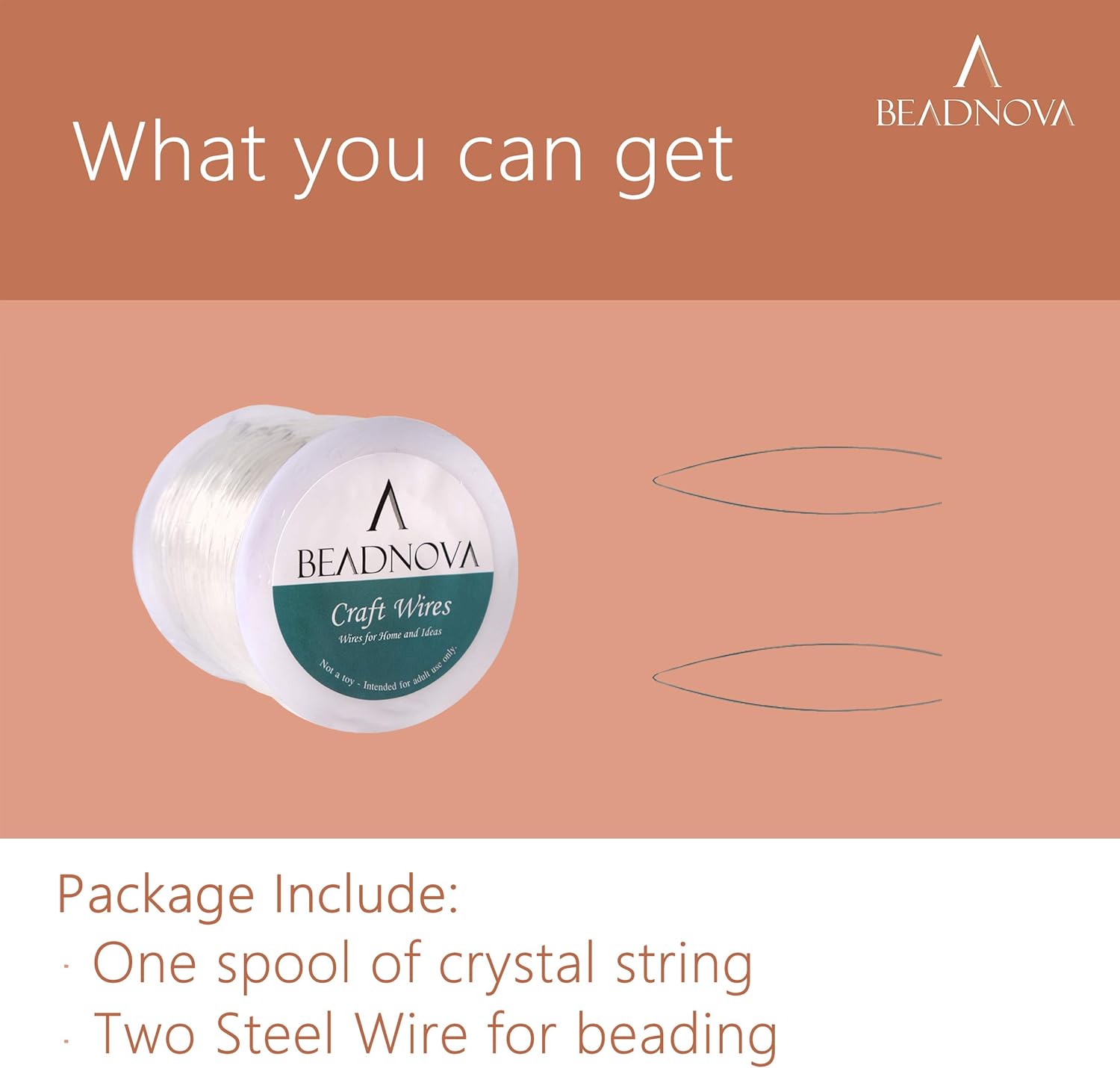 BEADNOVA 0.6mm Bracelet String Clear Craft Wire Stretch String Cord for Jewelry Making Beading Thread Elastic String Cord (100m)