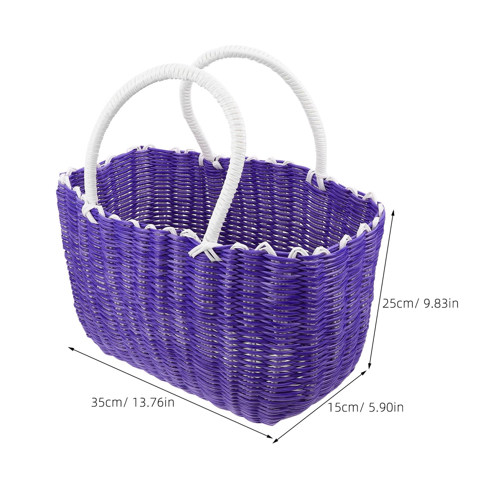 BESPORTBLE Cesta de Plástico Trenzado Grande con Asa Cesta de Almacenamiento Multifuncional para Compra y Verduras Color Morado para Cocina y Hogar