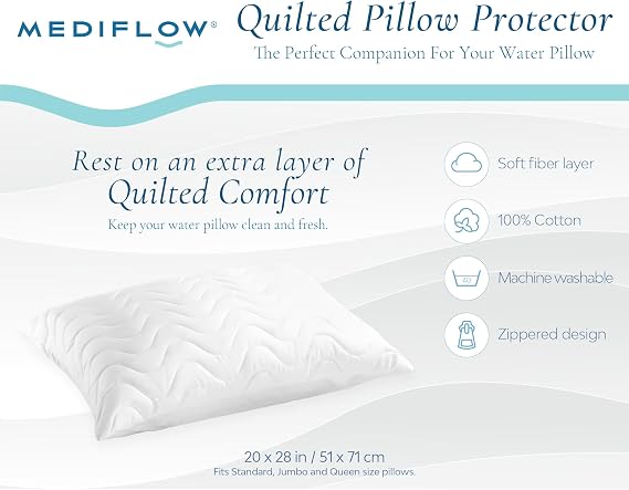 Mediflow Elite Cooling Water Pillow & Quilted Pillow Protector Pack
