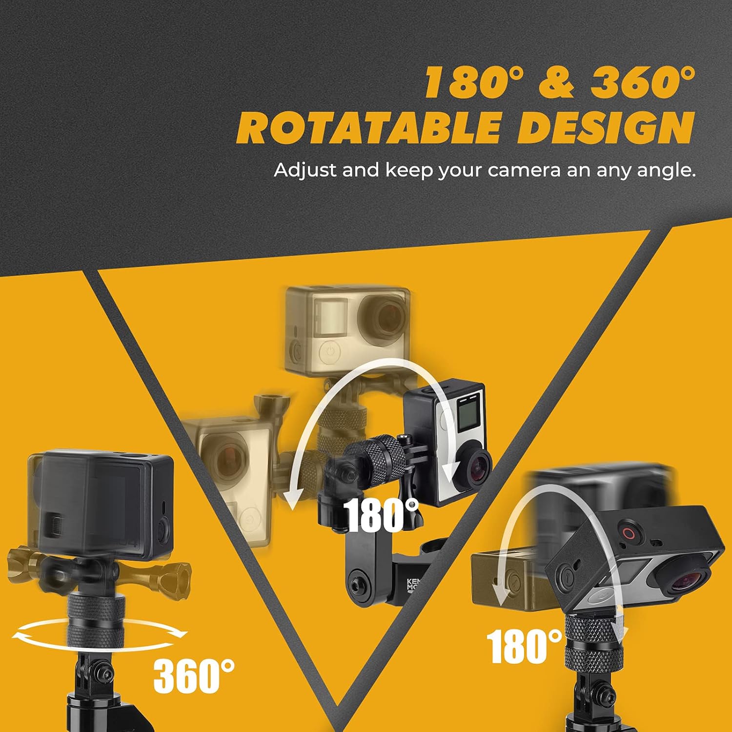 KEMIMOTO Multi-Adjustable UTV ATV Camera Mount Compatible with RZR Roll Bar Mount 1.65"-2" Aluminum Roll Cage Holder 360 Action for Hero 9 8 7 6 5 4 SJCAM DJL Motorcycle Truck Boat ATV UTV