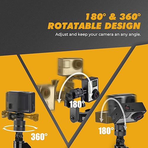 Miniatura 2 de kemimoto UTV ATV - Soporte de cámara compatible con Gopro Roll Bar Mount para jaula enrollable con soporte de 165-2 pulgadas aluminio y 360 para