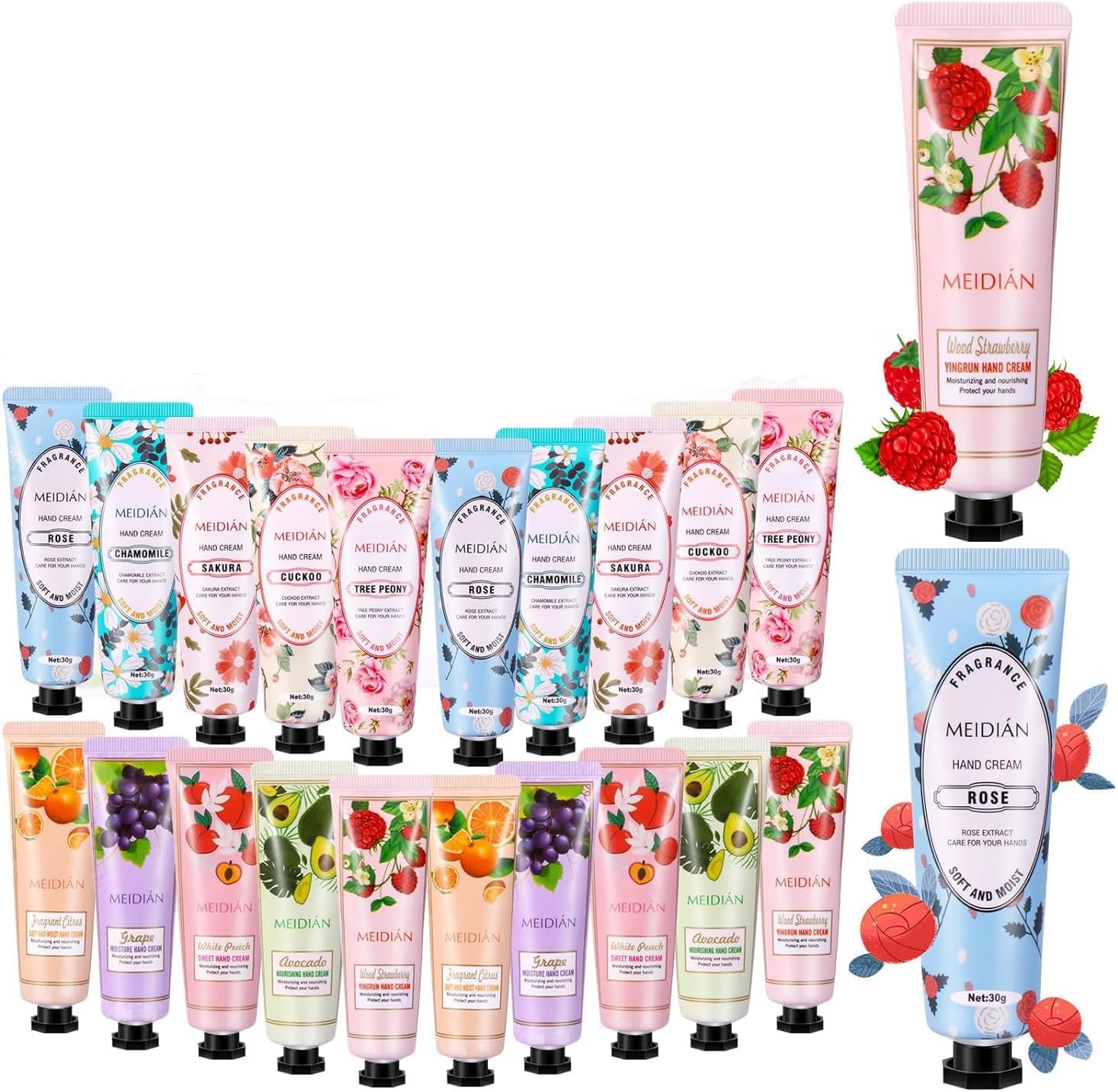 20 Pack Hand Cream Gift Set for Women, Mini Hand Care Lotion, Travel Size for Dry Cracked Hand, Plant Fragrance Hand Care Moisturizing Cream, for Christmas Mother's Day Valentine's Day