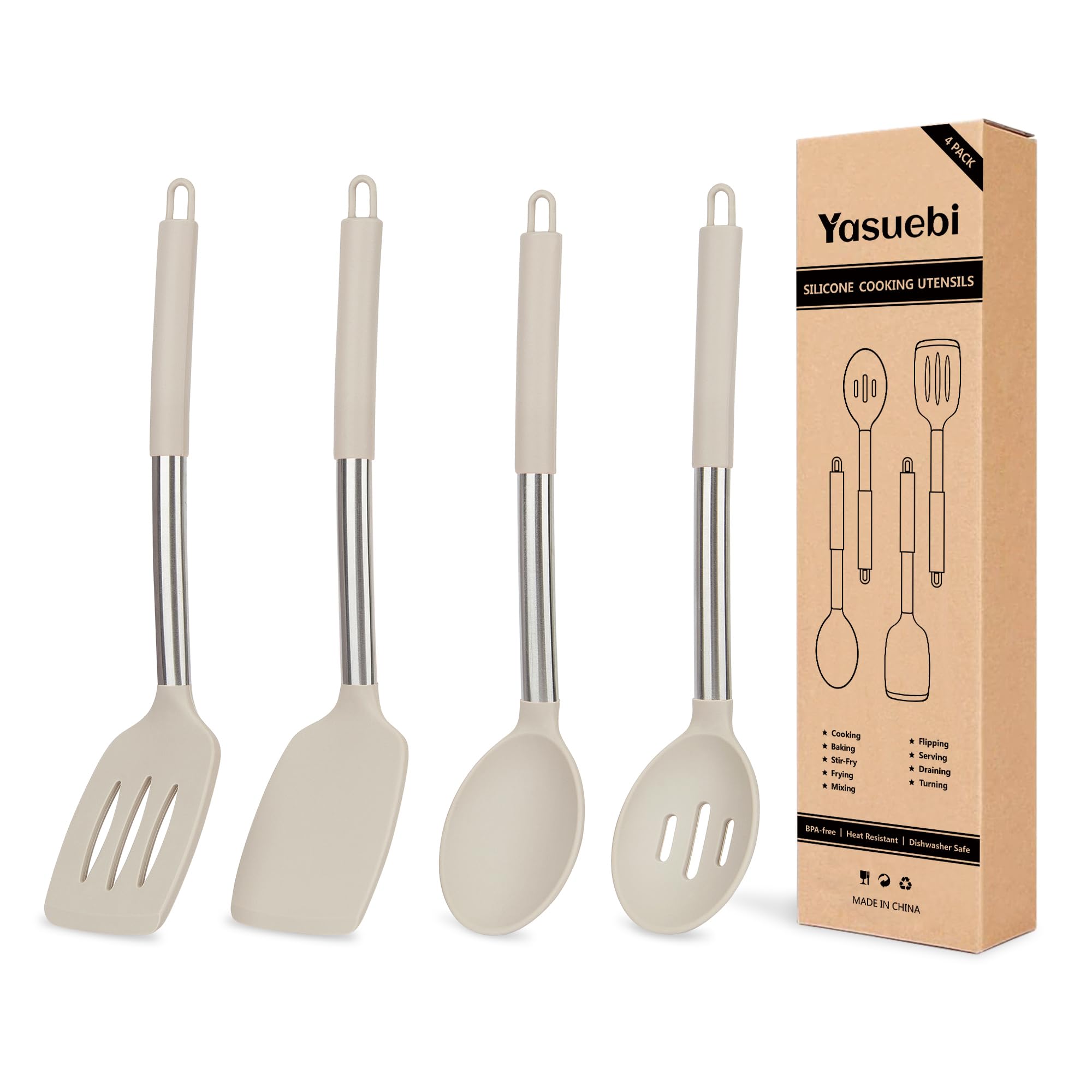 YASUEBI Kitchen Utensils Set Silicone Kitchen Utensils Set for Nonstick Cookware Perfect for Baking and Mixing,Spatula Set BPA Free Dishwasher Safe