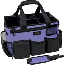 Wearable Cleaning Caddy Bag,Cleaning Supply Tote for Cleaning Supplies, Cleaning Organizer with Adjustable Shoulder and Waist Straps for Cleaners & Housekeepers Purple and Black, Large