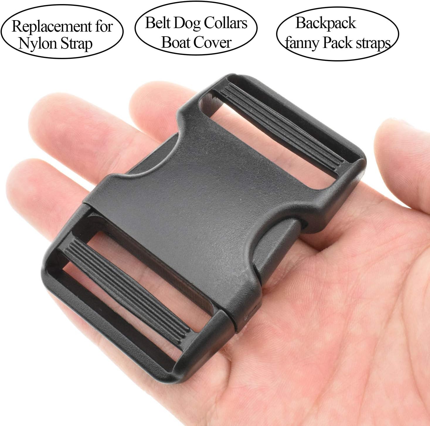 HAO PRO Quick Side Release Buckles Clips Snaps Dual Adjustable No Sewing Heavy Duty Plastic 1.5' Wide 2 Pack Replacement for Nylon Strap Boat Cover Backpack Fanny Pack Nylon Webbing Belt Dog Collars