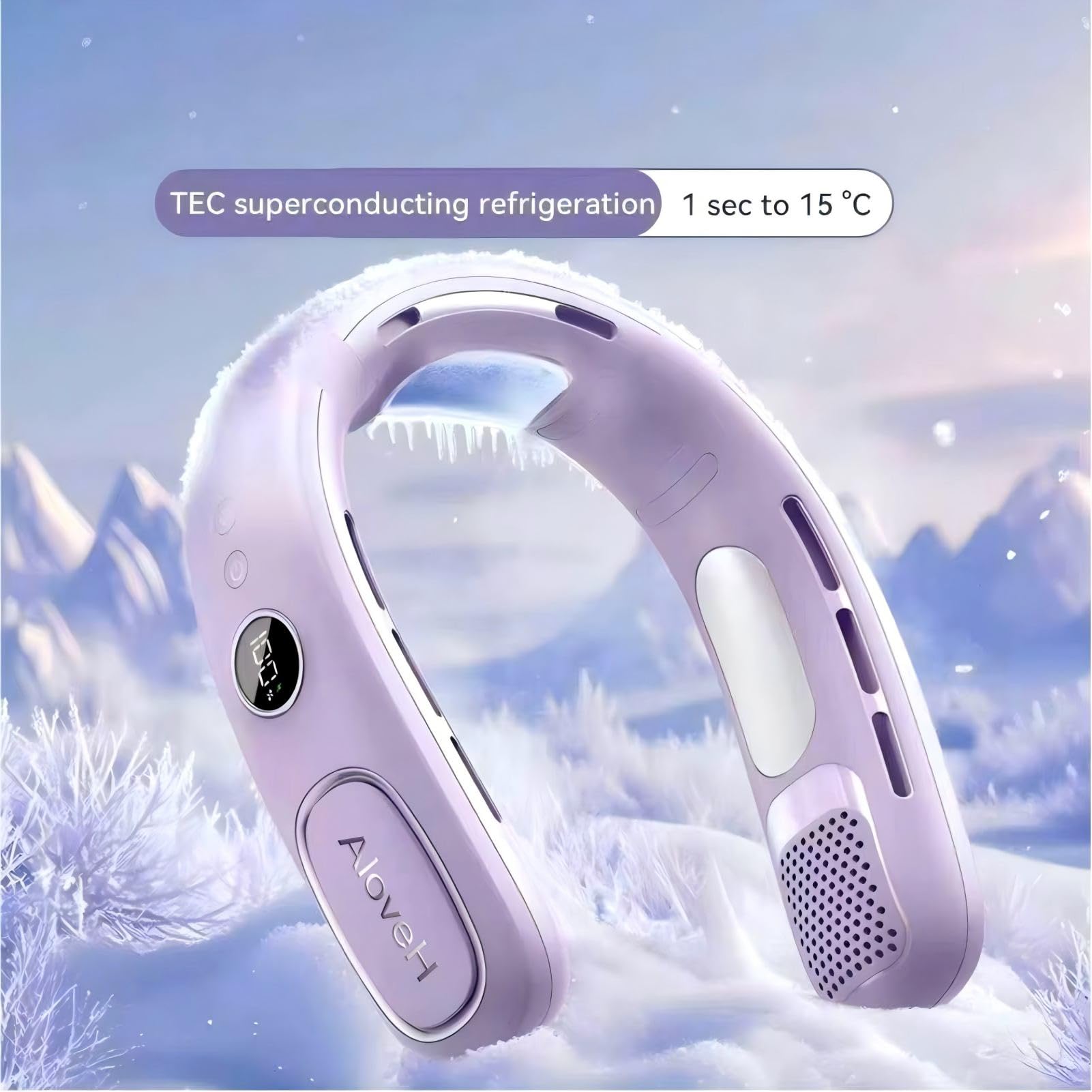 Ventilatore al Collo, 5 Velocità, Schermo LED, Ricarica USB, nero | 5 velocità del vento, display a LED, ricaricabile tramite USB, portatile, per casa, ufficio, esterno