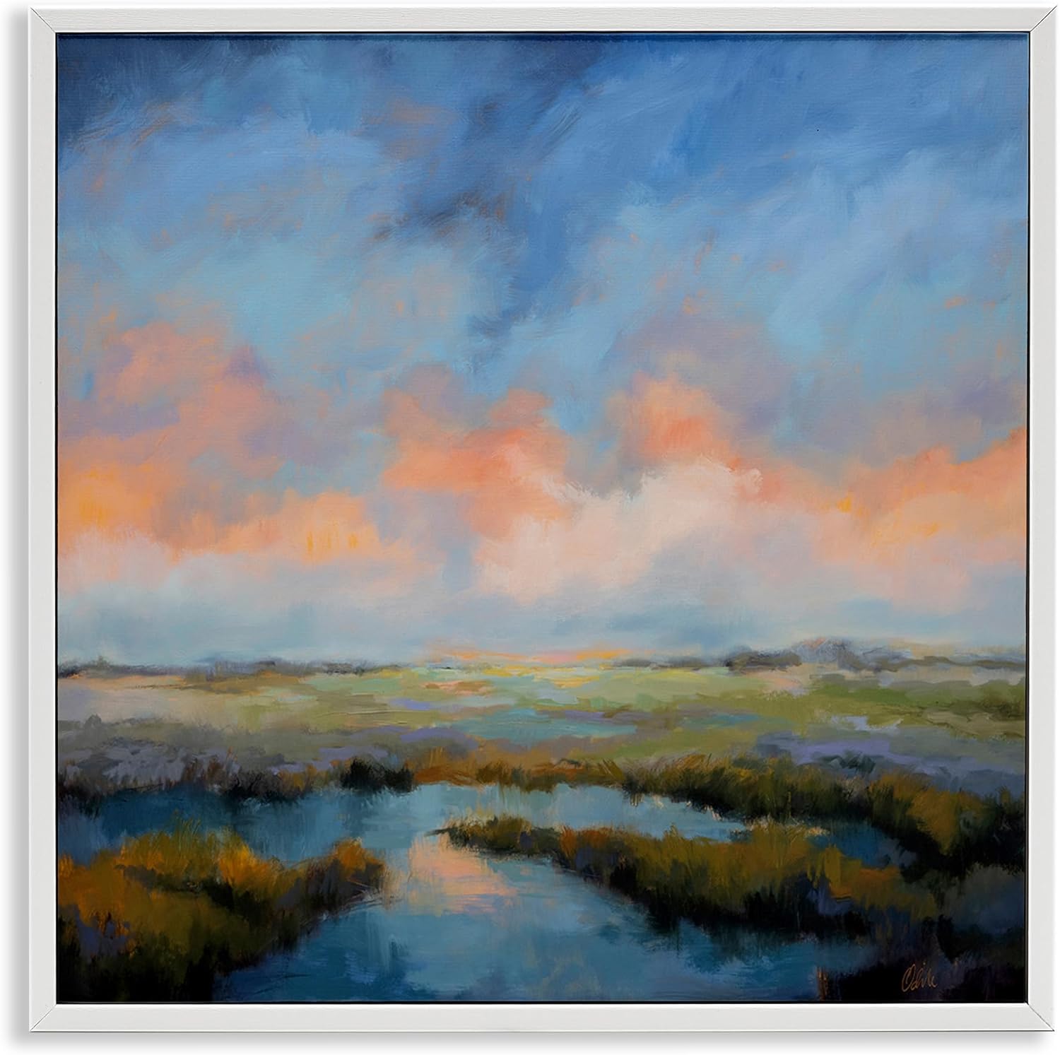 Stupell Industries Pastel Cloud Reflection White Framed Giclee Wall Art Design by Odile, 24 x 24