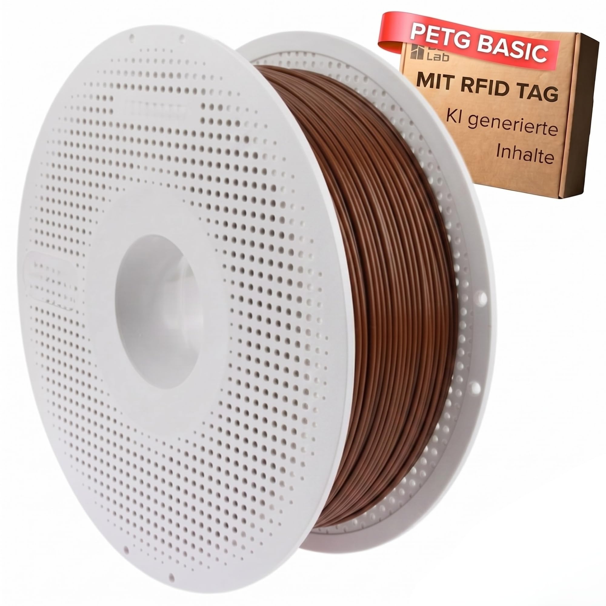 PETG - Filamento base da 1,75 mm, adatto per Bambu Lab PETG con chip RFID per AMS Bambulab, accessorio per stampante 3D con bobina (marrone)