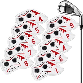 mytag Golf Club Covers Hockey Mask, Driver Headcover Fariway Wood Headcover Hybrid Headcover | Golf Iron Covers 10PCS