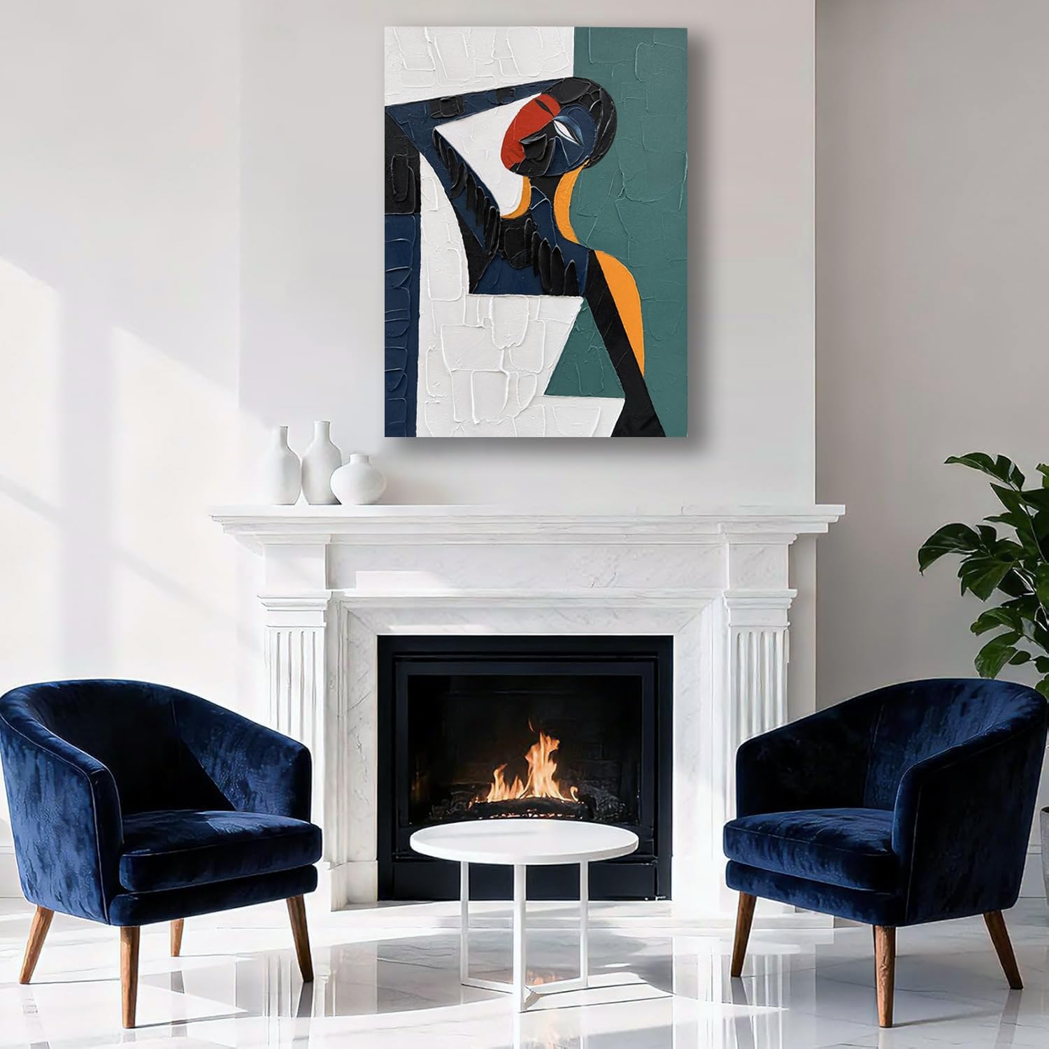 Diathou Art Hand-painted modern abstract art oil painting featuring vintage and unique characters with textured and three-dimensional effect Art wall hanging for the living room corridor 36x24 inches