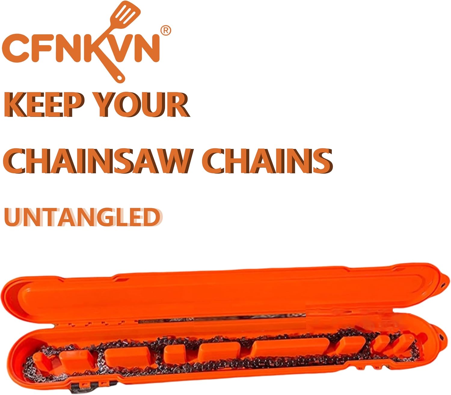 Chainsaw Chain Storage Box, Chainsaw Accessories, Universal Portable Holder Case for 6"-20" Saw Chains, Stackable Organizer Holds 8+ Chains, Orange
