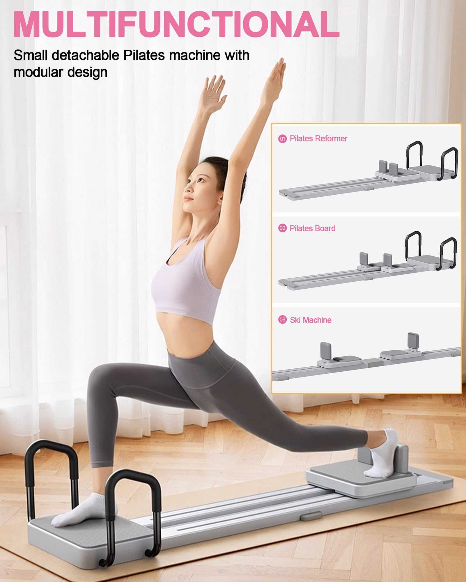 Pilates Reformer Machine Équipement pour Maison et Salle de Sport Convient Avancés et Débutants Pilates Board Planche Pilate Ski Trainer Soft Body Appareil