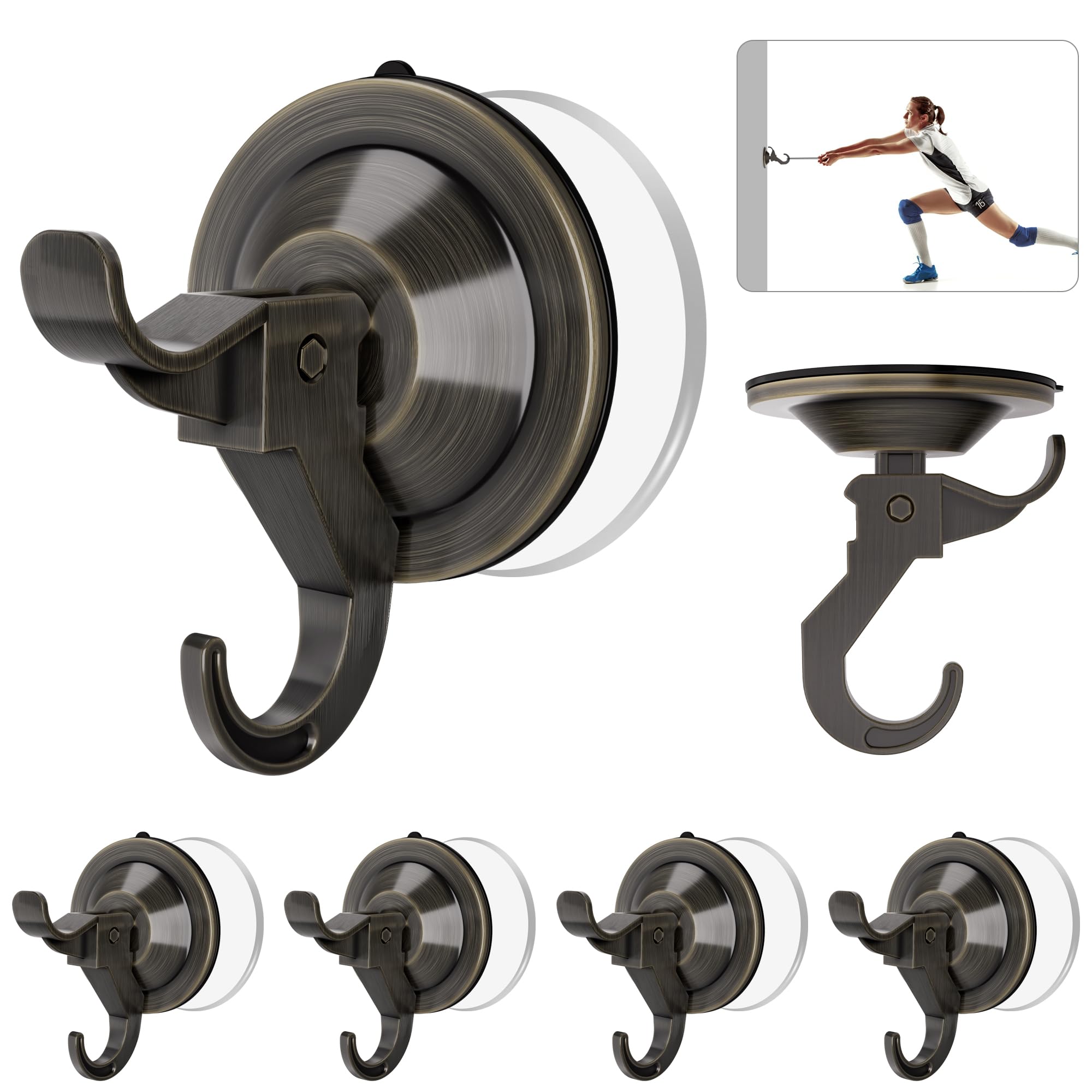 AENTGIU Wreath Hangers for Front Door — 10-Pack Suction Cup Hooks for Shower — Wreath Door Hanger Easter Christmas Halloween Decorations, Adhesive Wall Hooks for Hanging Wreath Home Decor (Bronze)